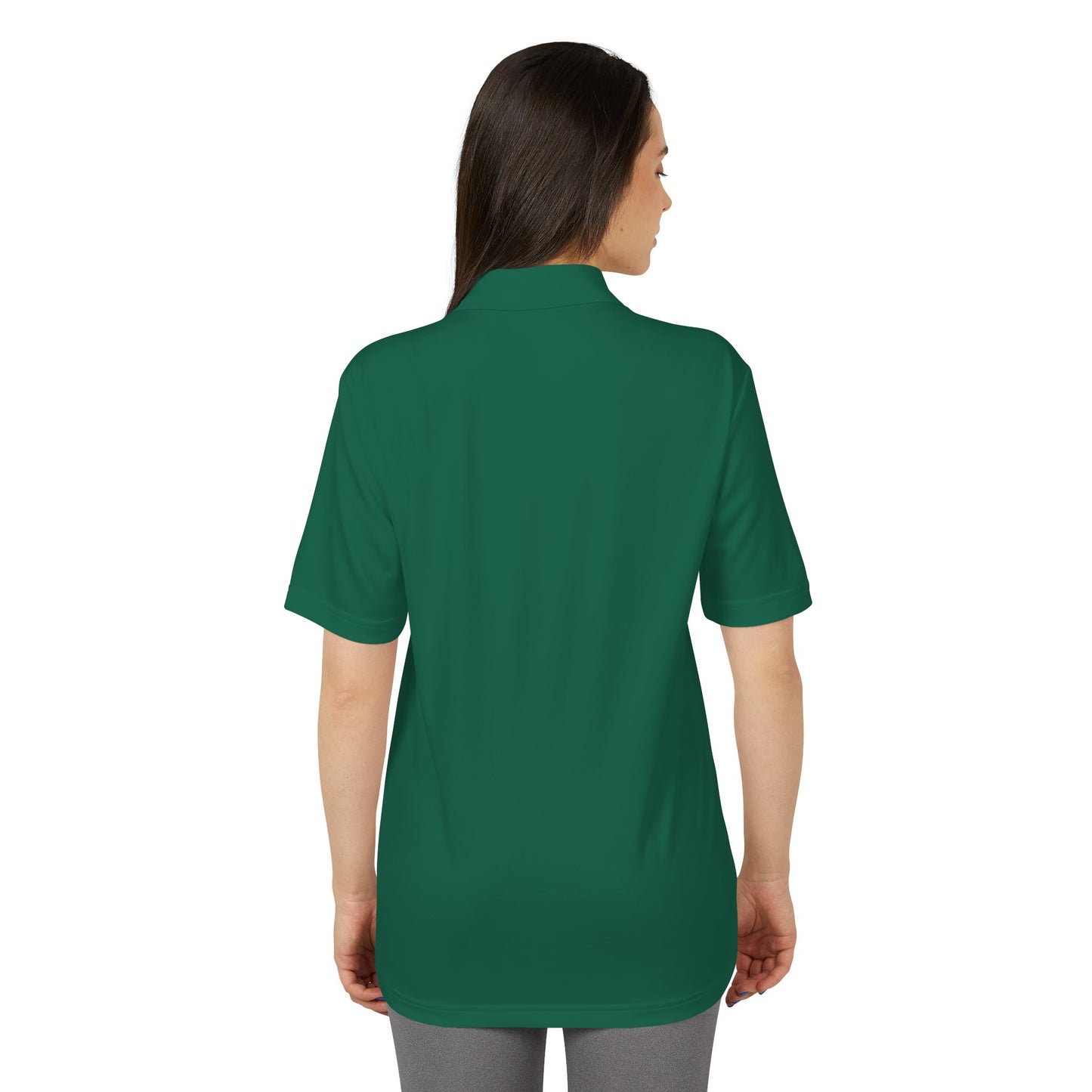 Performance Polo — Green Circular Logo Chest Emblem