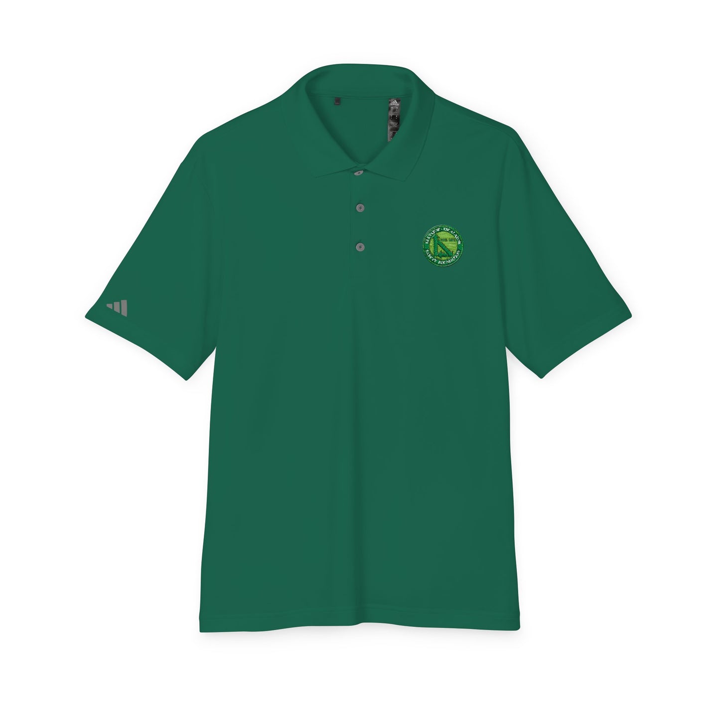 Performance Polo — Green Circular Logo Chest Emblem