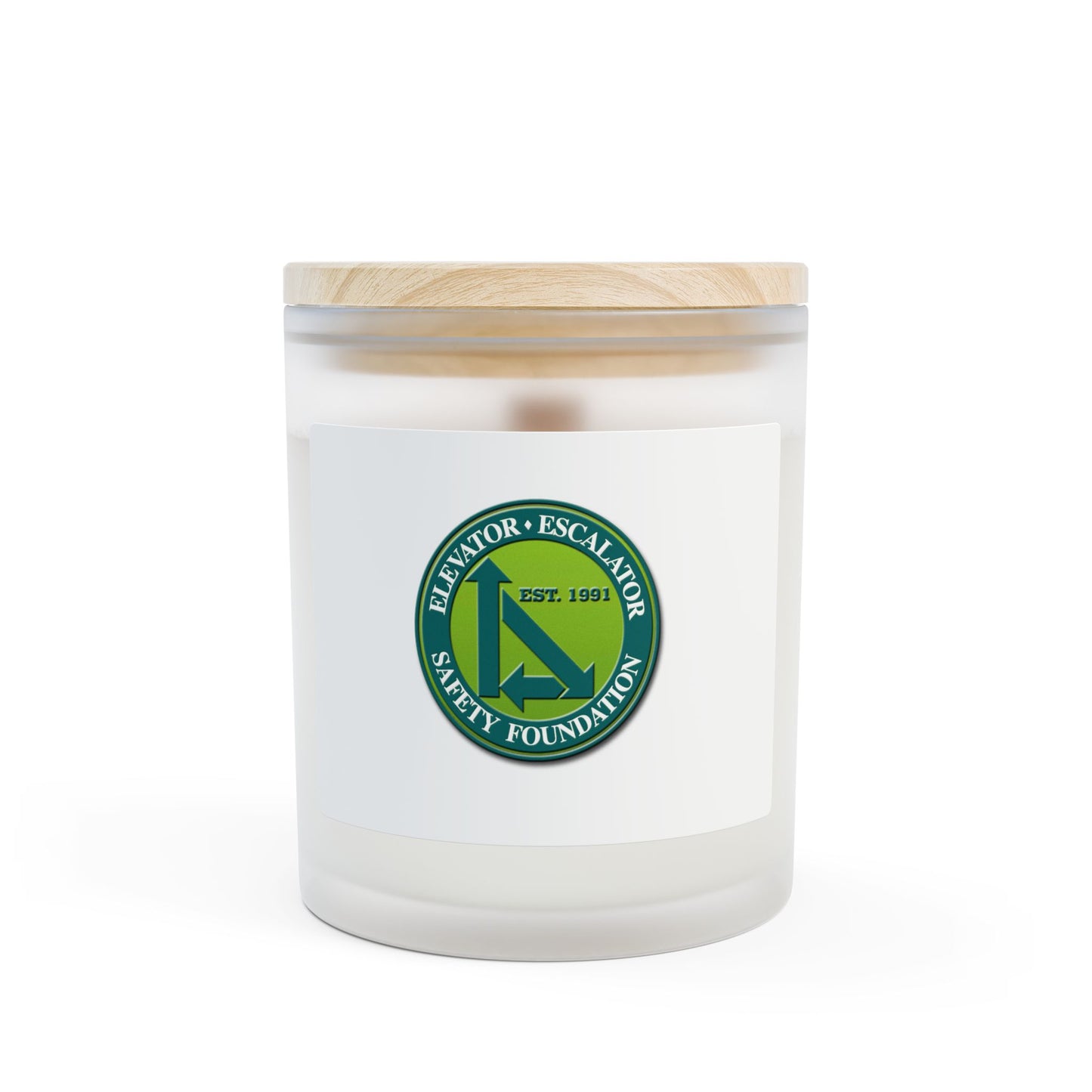 Frosted Glass Candle — Elevator & Escalator Safety Foundation Logo 11oz