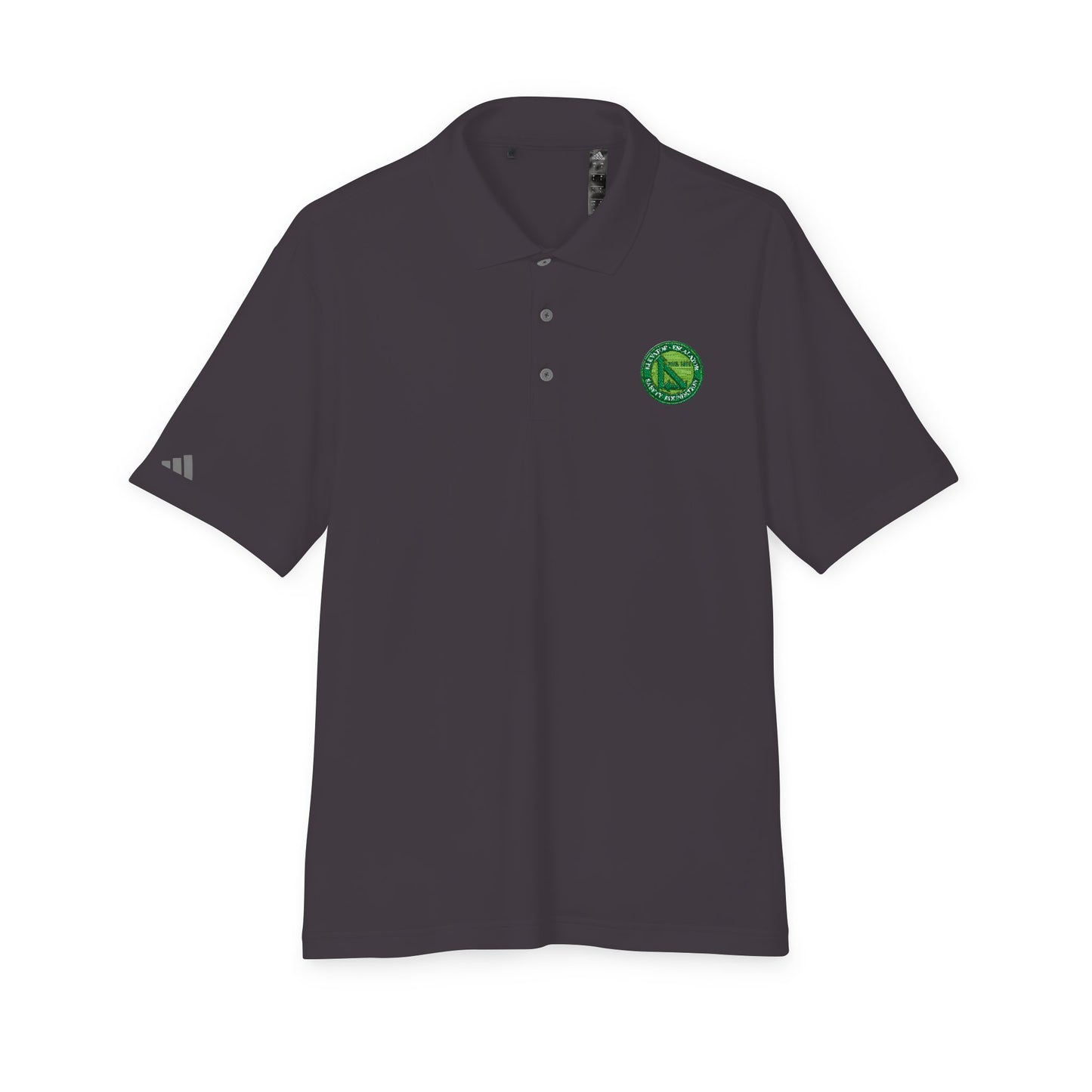 Performance Polo — Green Circular Logo Chest Emblem