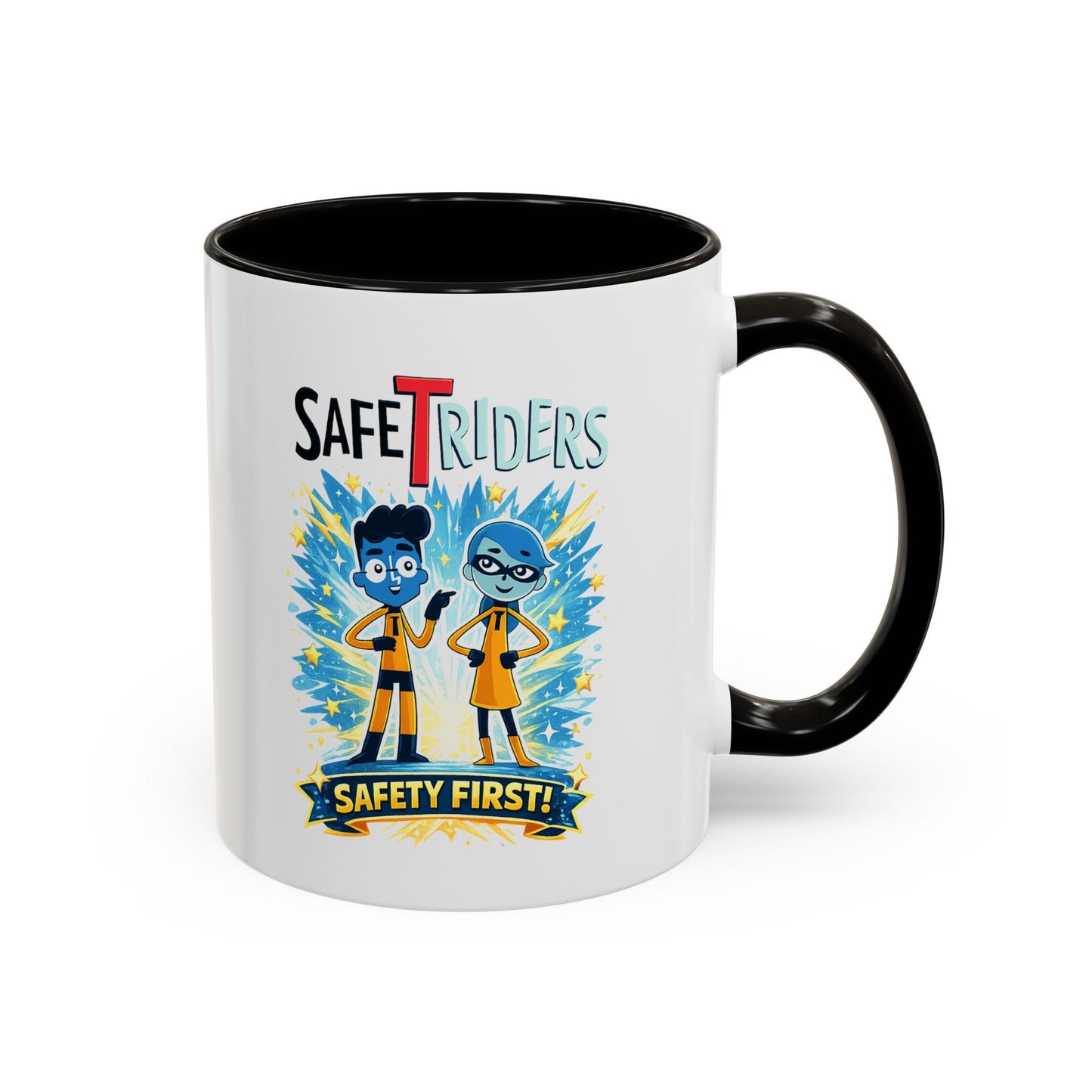 SafeTRiders Cartoon Mug — Colorful 11oz/15oz Ceramic Coffee Cup