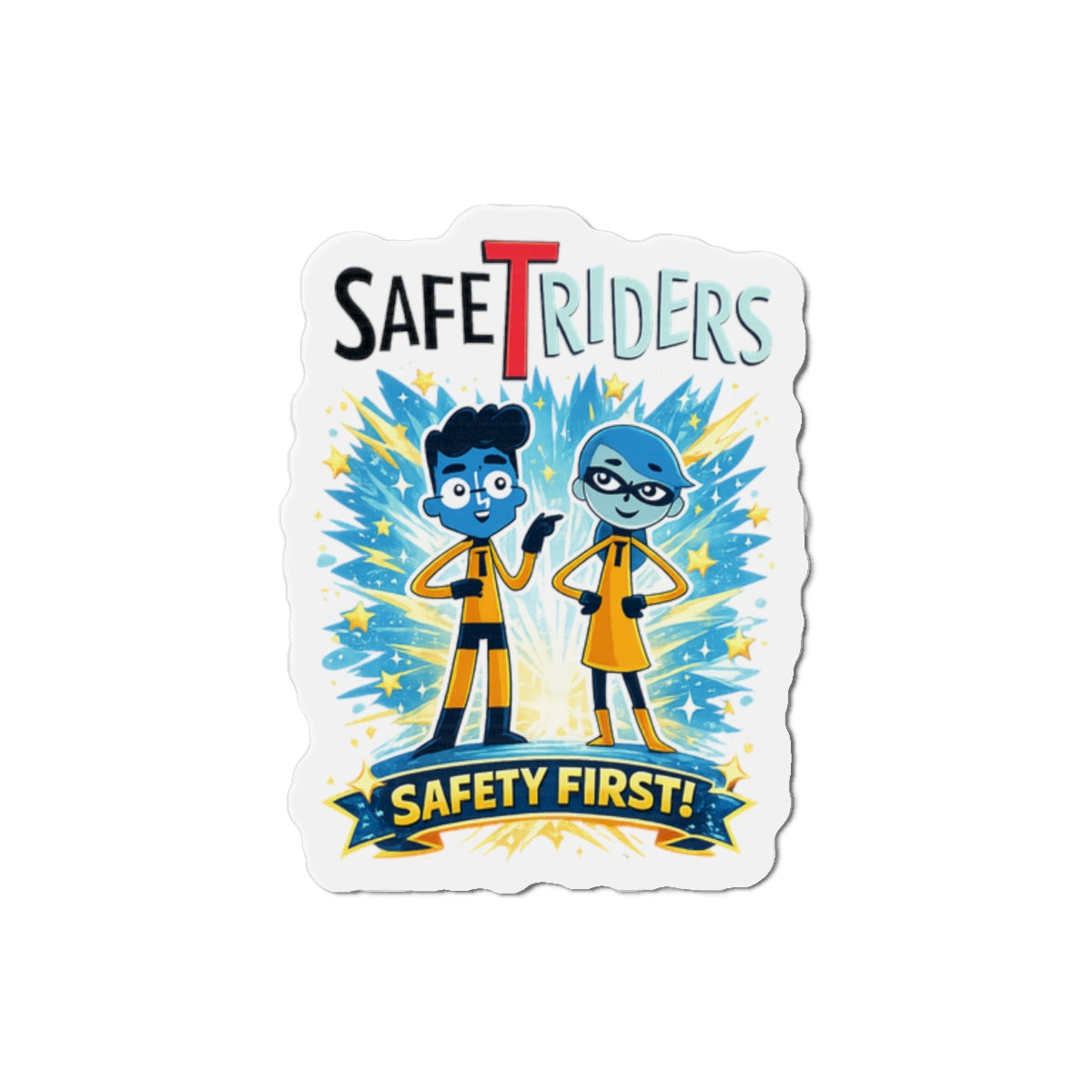 SafeTriders "Safety First" Die-Cut Magnet - Kids Bike & Scooter Safety Reminder