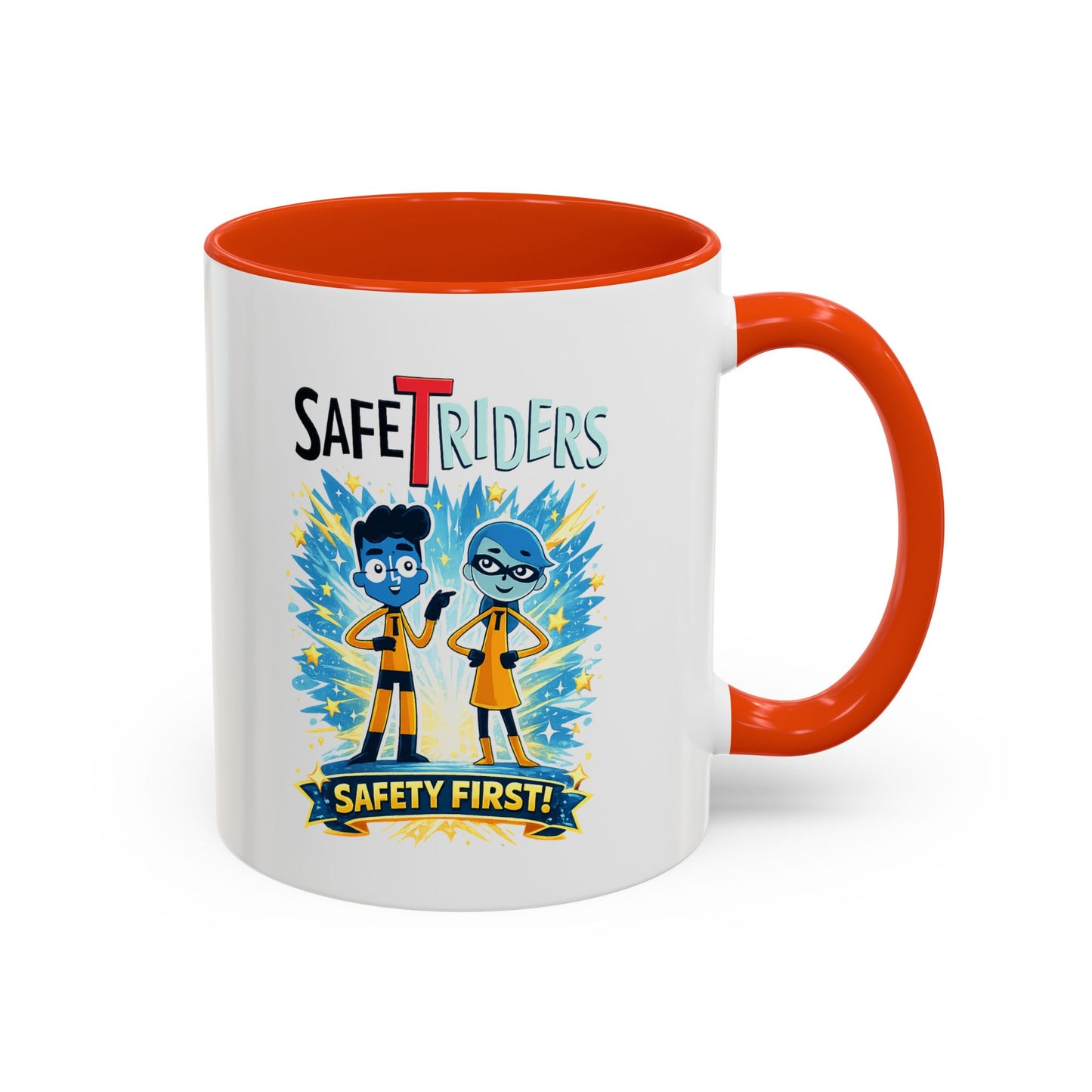 SafeTRiders Cartoon Mug — Colorful 11oz/15oz Ceramic Coffee Cup