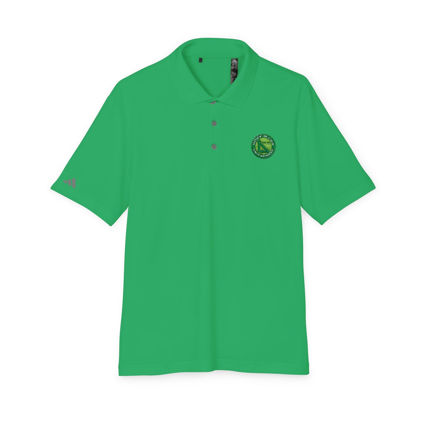 Performance Polo — Green Circular Logo Chest Emblem