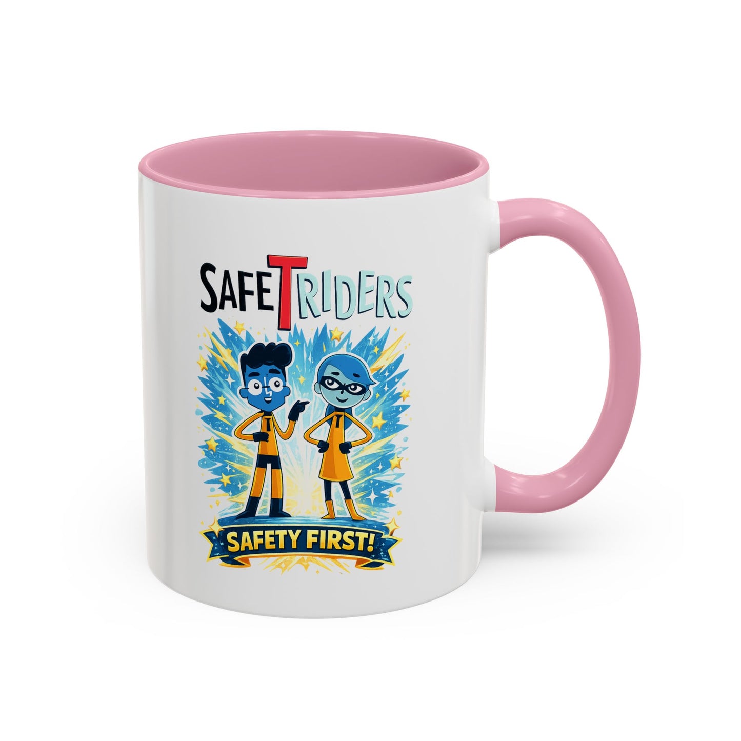 SafeTRiders Cartoon Mug — Colorful 11oz/15oz Ceramic Coffee Cup