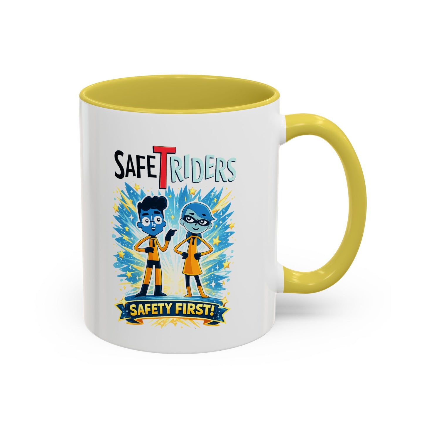 SafeTRiders Cartoon Mug — Colorful 11oz/15oz Ceramic Coffee Cup