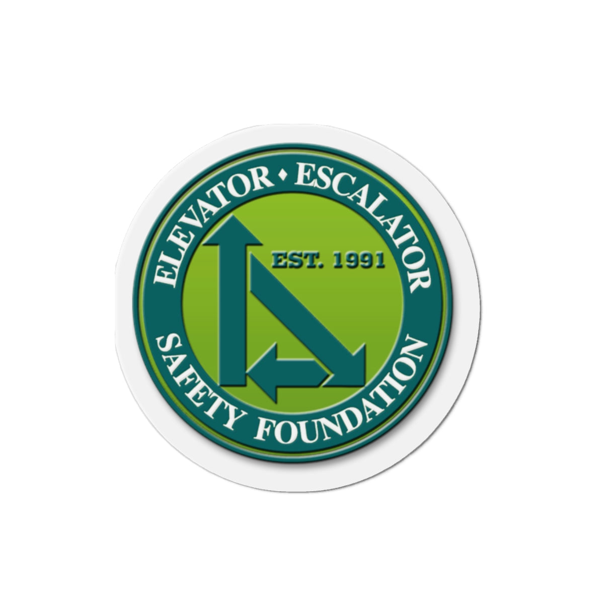 Elevator • Escalator Safety Foundation Die-Cut Magnet — Est. 1991 Logo