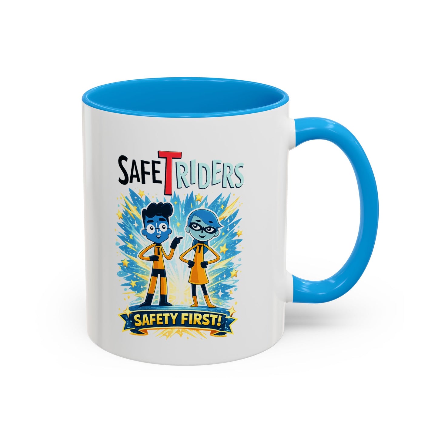 SafeTRiders Cartoon Mug — Colorful 11oz/15oz Ceramic Coffee Cup