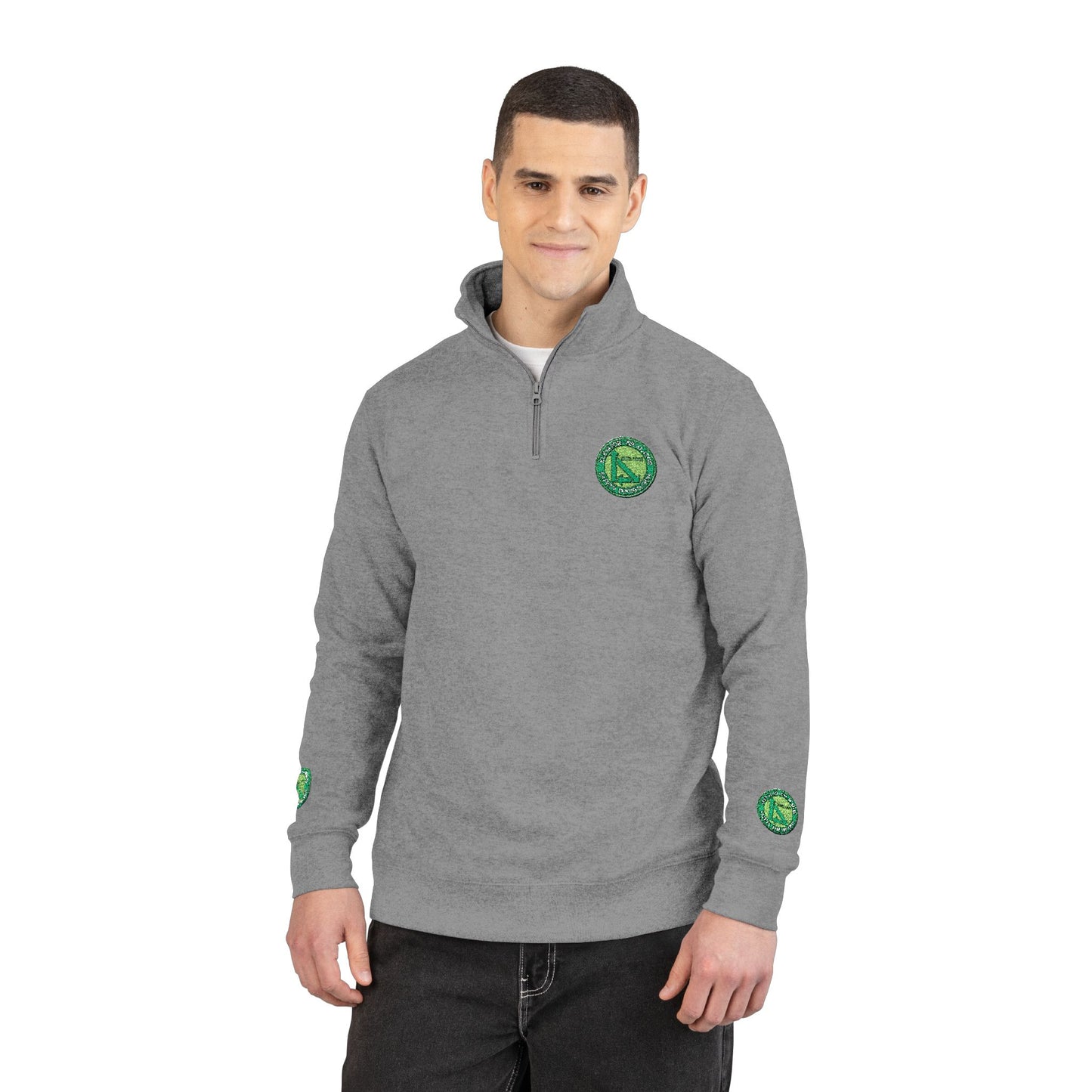 Embroidered Green Floral Crest Fleece Pullover