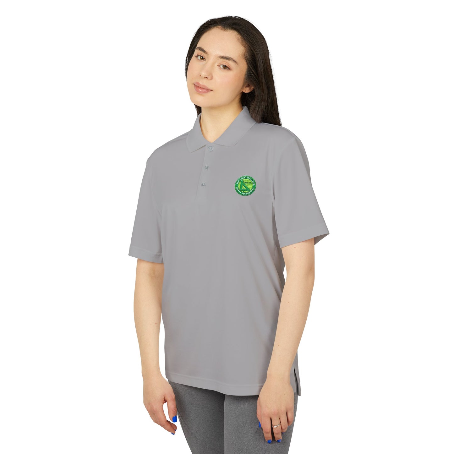 Performance Polo — Green Circular Logo Chest Emblem