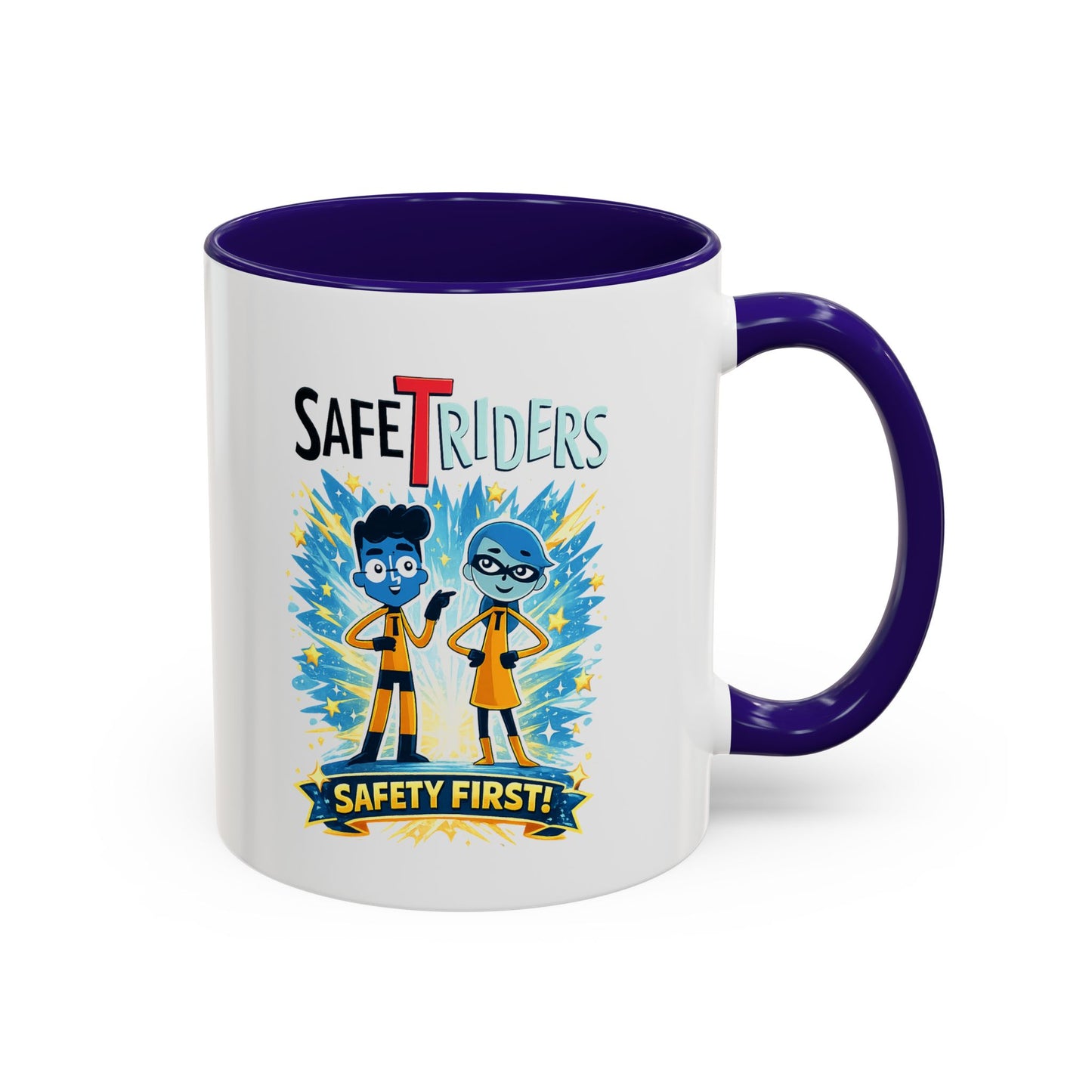 SafeTRiders Cartoon Mug — Colorful 11oz/15oz Ceramic Coffee Cup